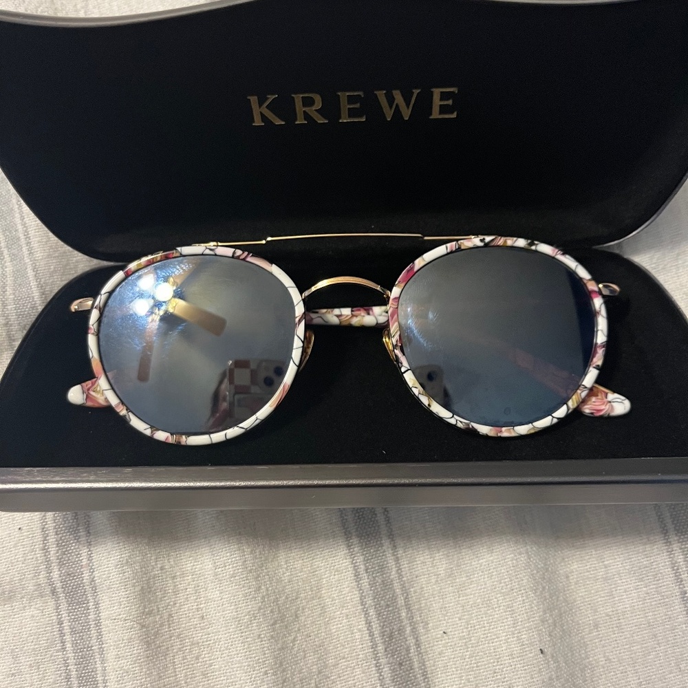 KREWE Floral Sunglasses with Black Lenses